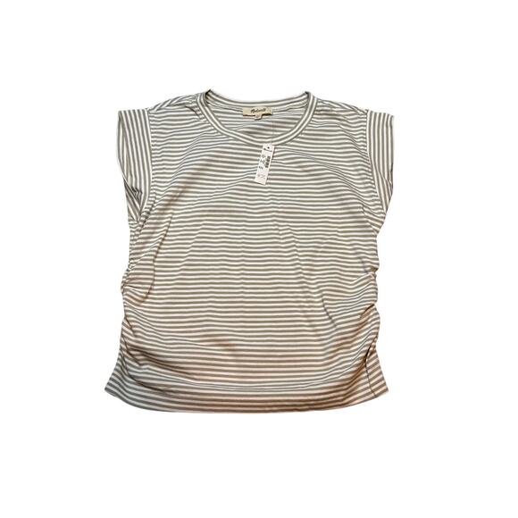 Madewell Side-Cinch Muscle Tee XS Dusty Celadon Stripe NWT - Picture 6 of 9